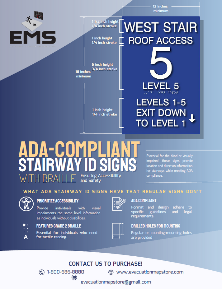 ADA Compliant Stairway ID Signs with Braille – Evacuation Map Store